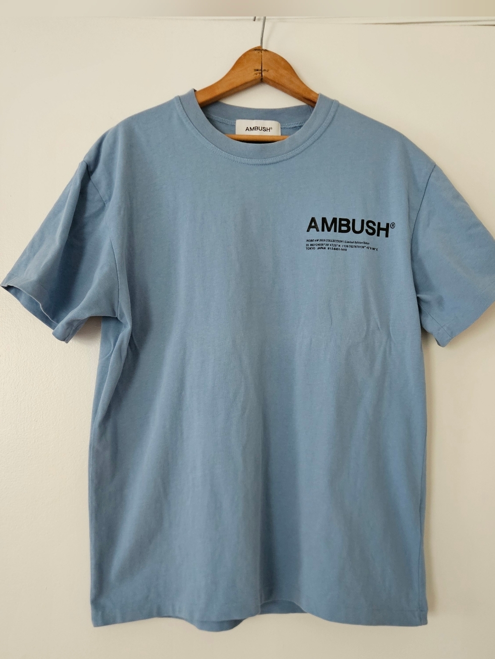 Ambush Unisex Mens T-Shirt 1 S Blue Tokyo Japan NOBO AW 2018 Limited Edition